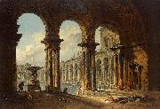 Hubert Robert Ancient Ruins Used as Public Baths oil painting